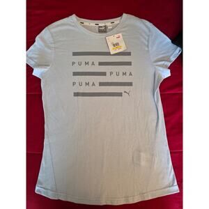 PUMA Camiseta Mujer Logo Gris Claro Talla M – Estilo Deportivo y Casual